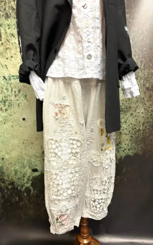 #5320 Beige patchwork linen pants