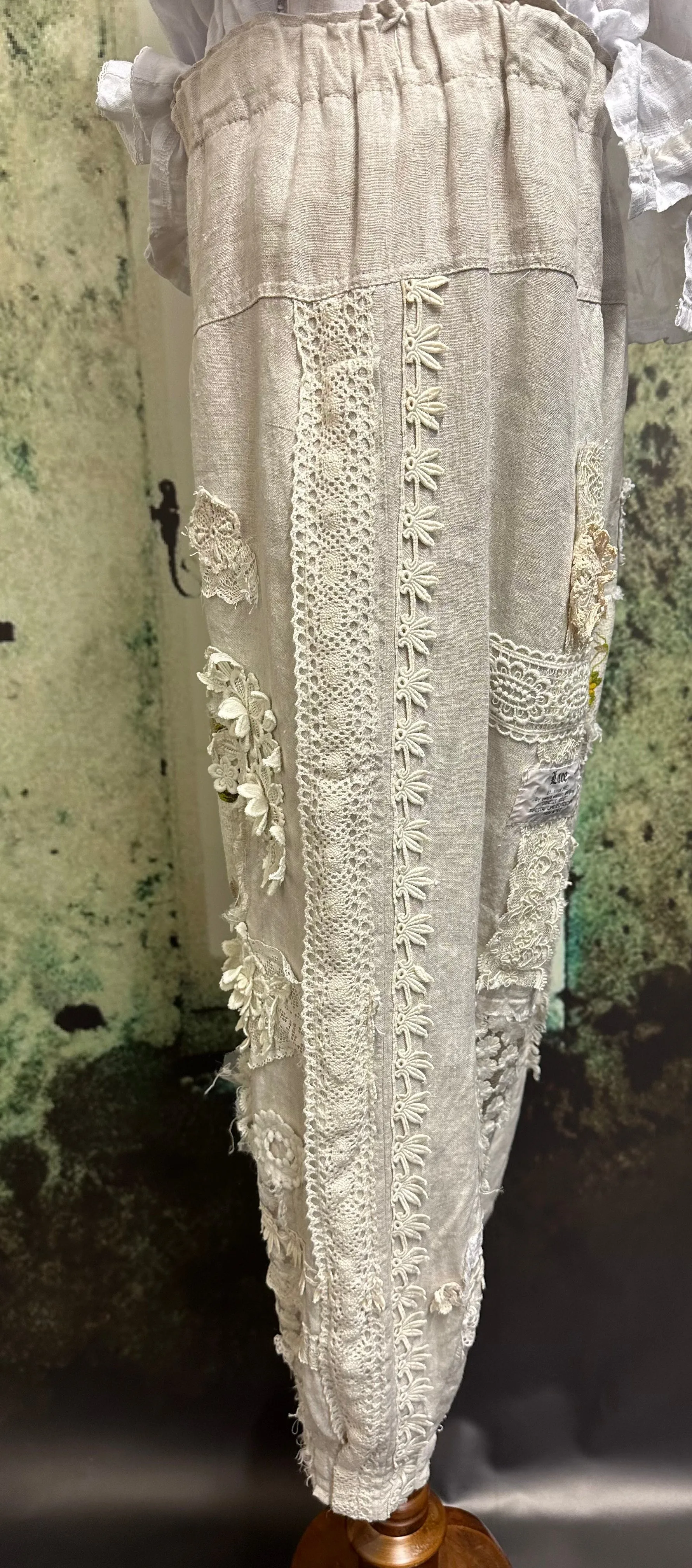 #5320 Beige patchwork linen pants