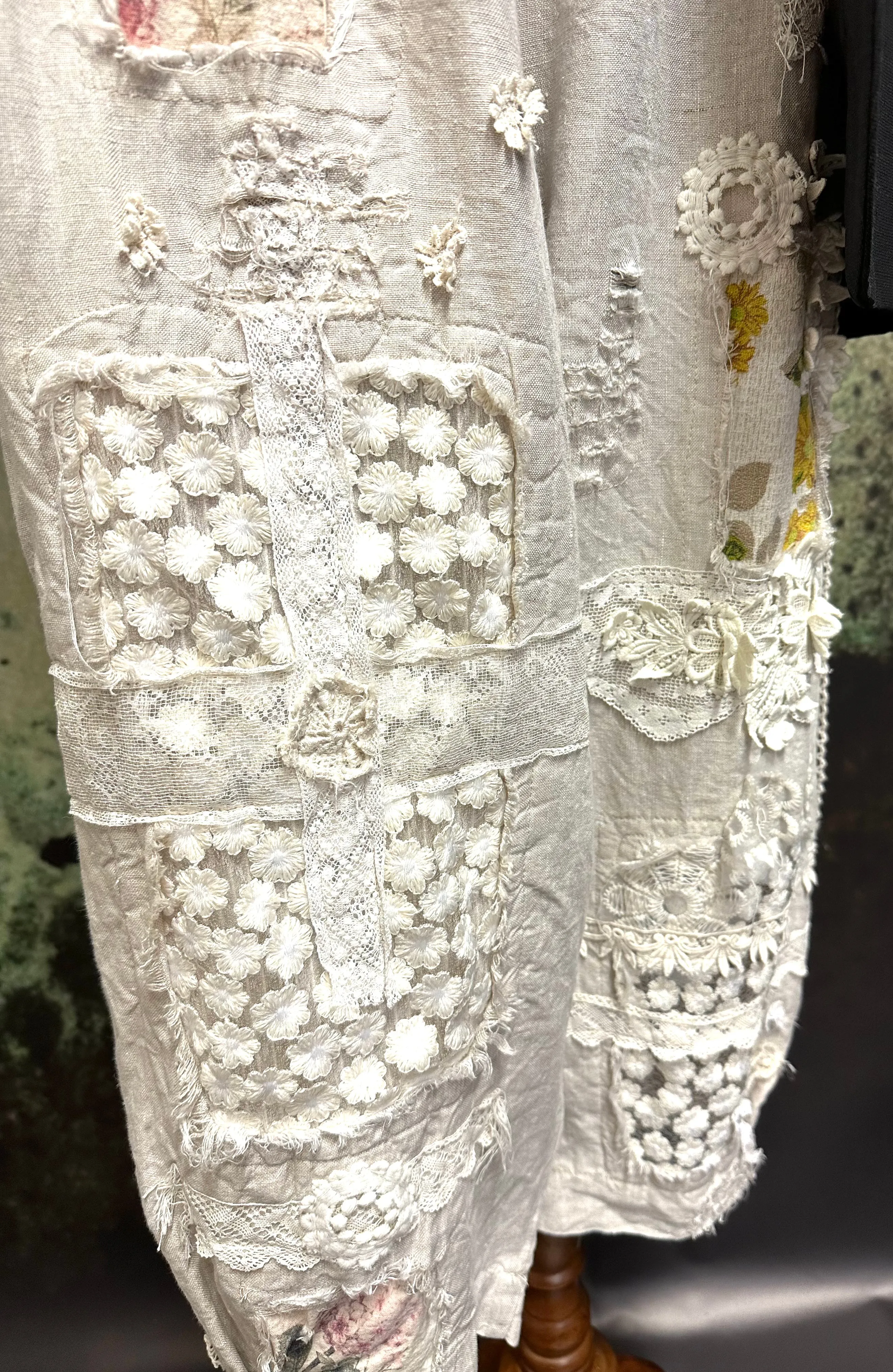 #5320 Beige patchwork linen pants