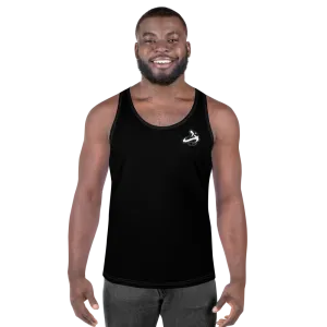Athletic Apparatus Black White logo White stitch Unisex Tank Top