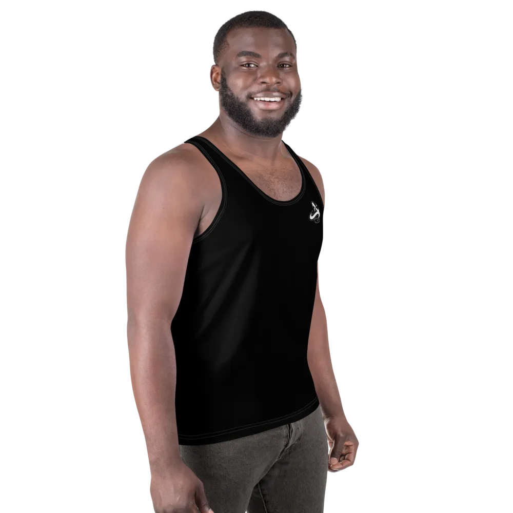 Athletic Apparatus Black White logo White stitch Unisex Tank Top