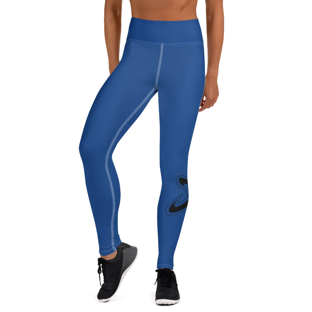 Athletic Apparatus Blue 2 Black Logo White stitch V3 Yoga Leggings