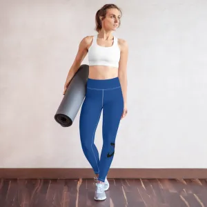 Athletic Apparatus Blue 2 Black Logo White stitch V3 Yoga Leggings