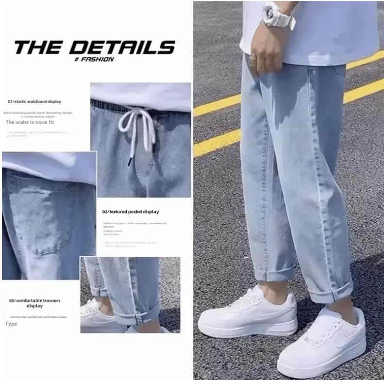 Autumn Men’s Slim Straight-Leg Jeans – Trendy Korean Style, Casual & Versatile