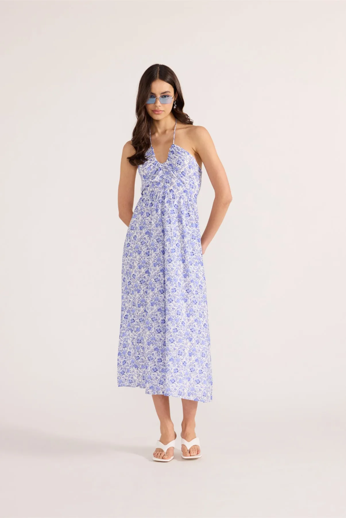 Blue Floral Halter Midi
