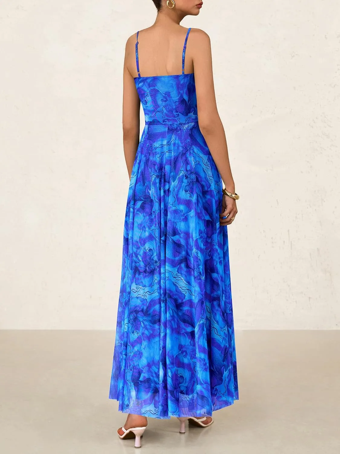 BTFBM Women Summer Floral Maxi Dresses Elegant Spaghetti Strap Dress Printed Party Dress Beach Long Dresses