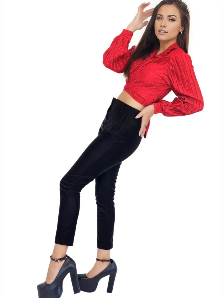 Buttery Soft Velvet High-Rise Skinny Pants Black