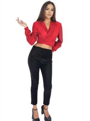 Buttery Soft Velvet High-Rise Skinny Pants Black