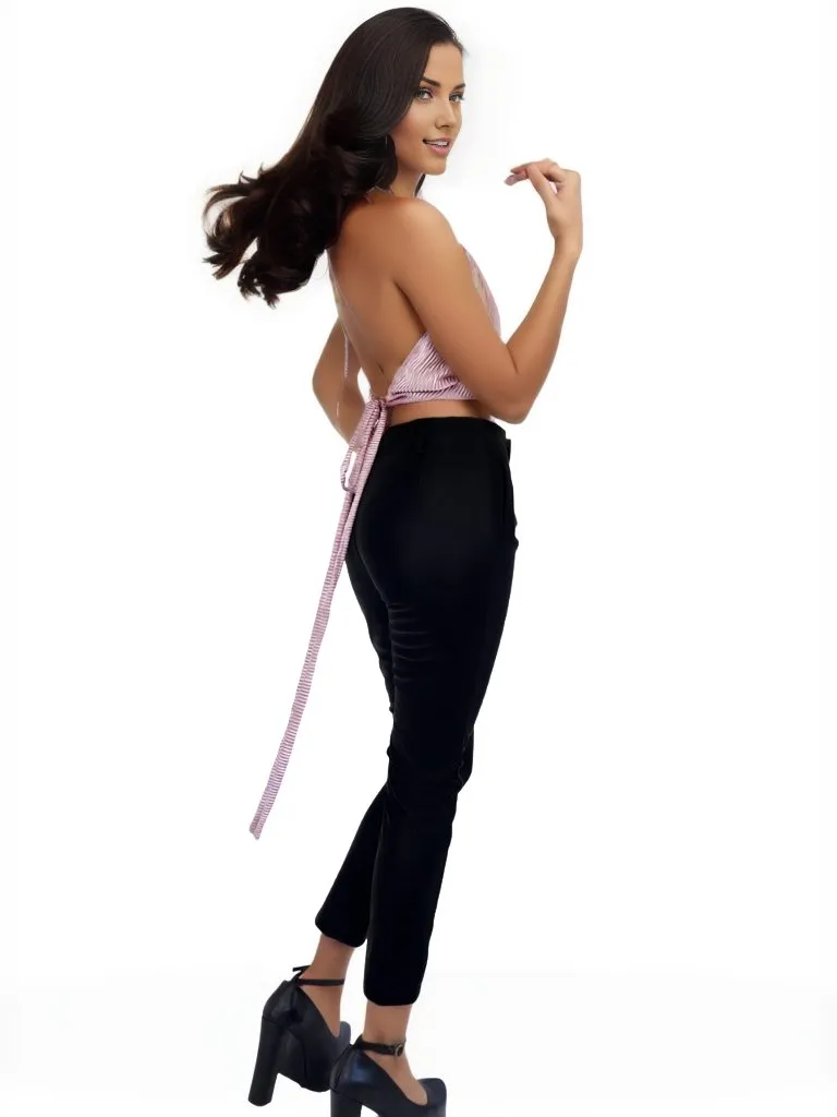 Buttery Soft Velvet High-Rise Skinny Pants Black