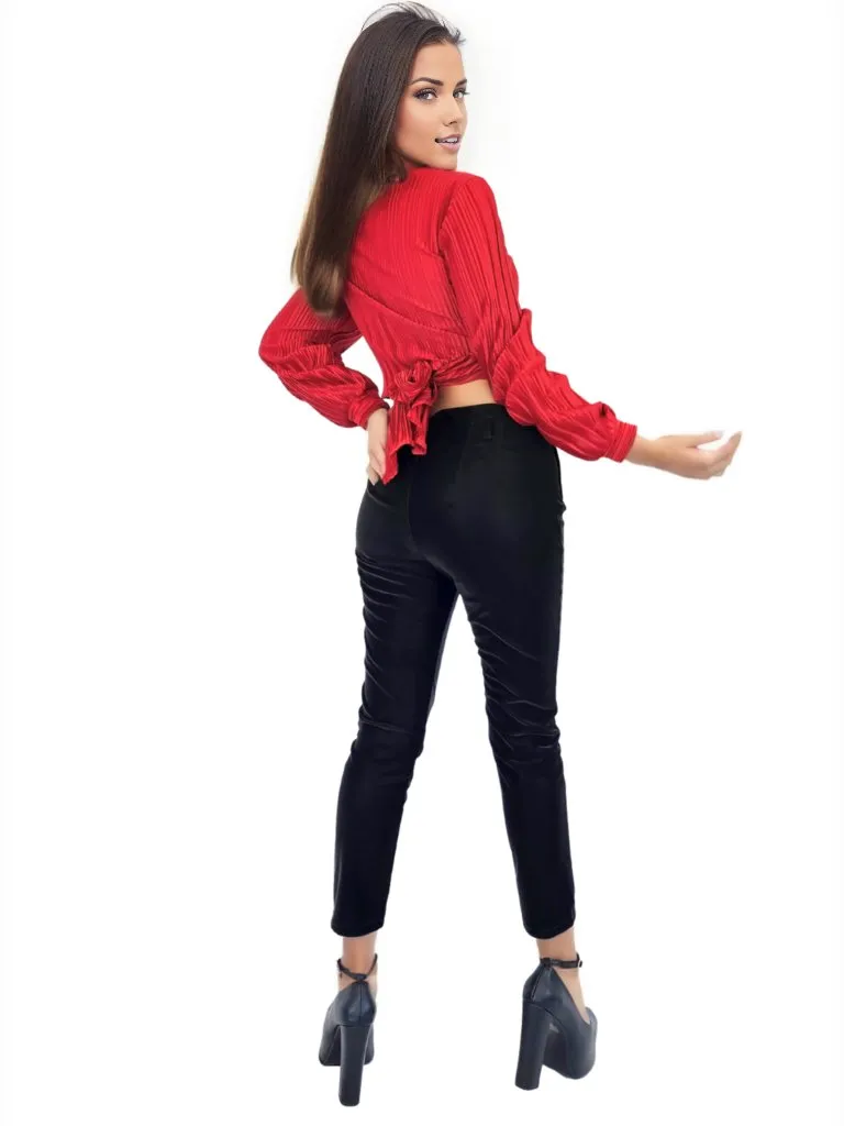 Buttery Soft Velvet High-Rise Skinny Pants Black