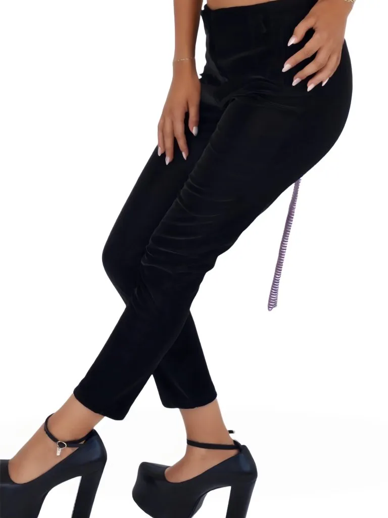 Buttery Soft Velvet High-Rise Skinny Pants Black