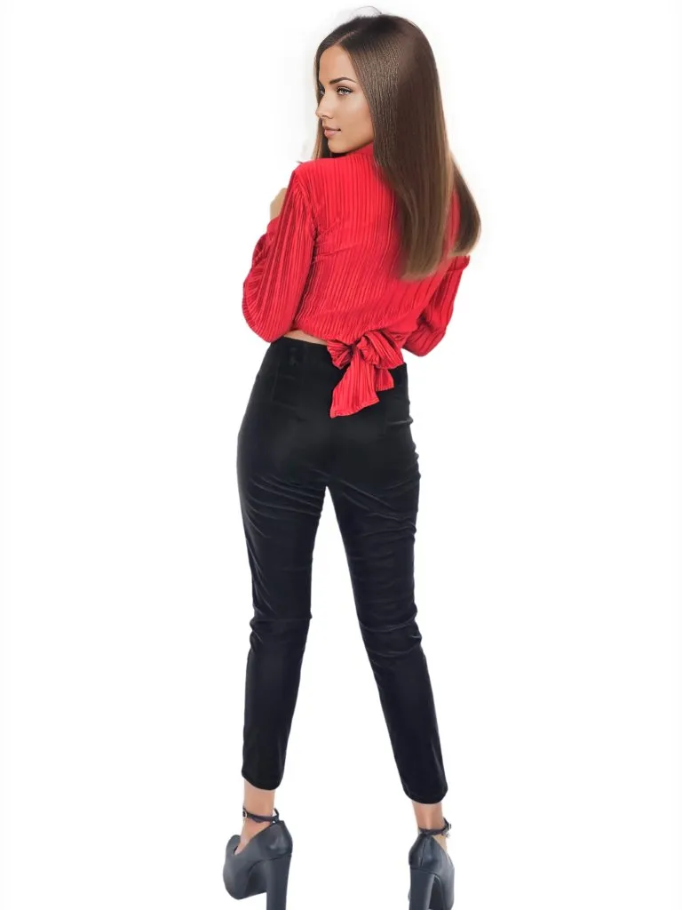 Buttery Soft Velvet High-Rise Skinny Pants Black