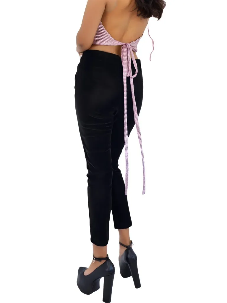 Buttery Soft Velvet High-Rise Skinny Pants Black