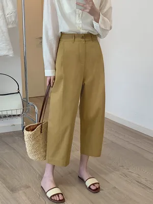Chicmy-Solid Color High Waisted Loose Casual Pants Bottoms