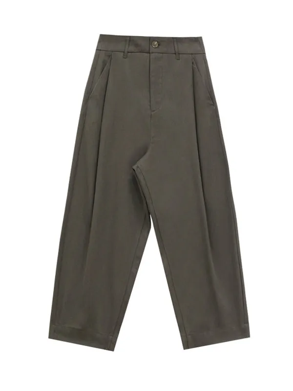 Chicmy-Solid Color High Waisted Loose Casual Pants Bottoms