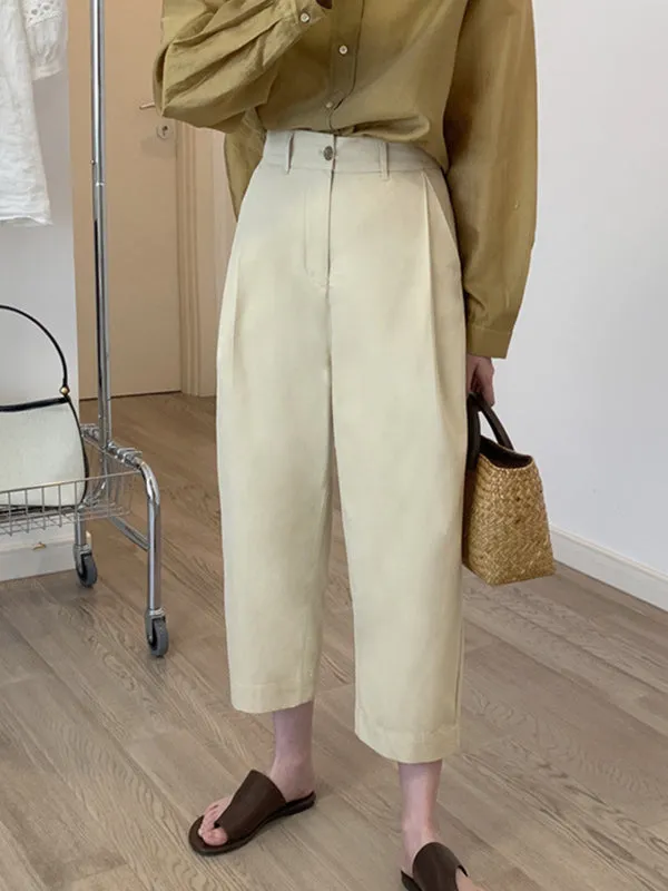 Chicmy-Solid Color High Waisted Loose Casual Pants Bottoms