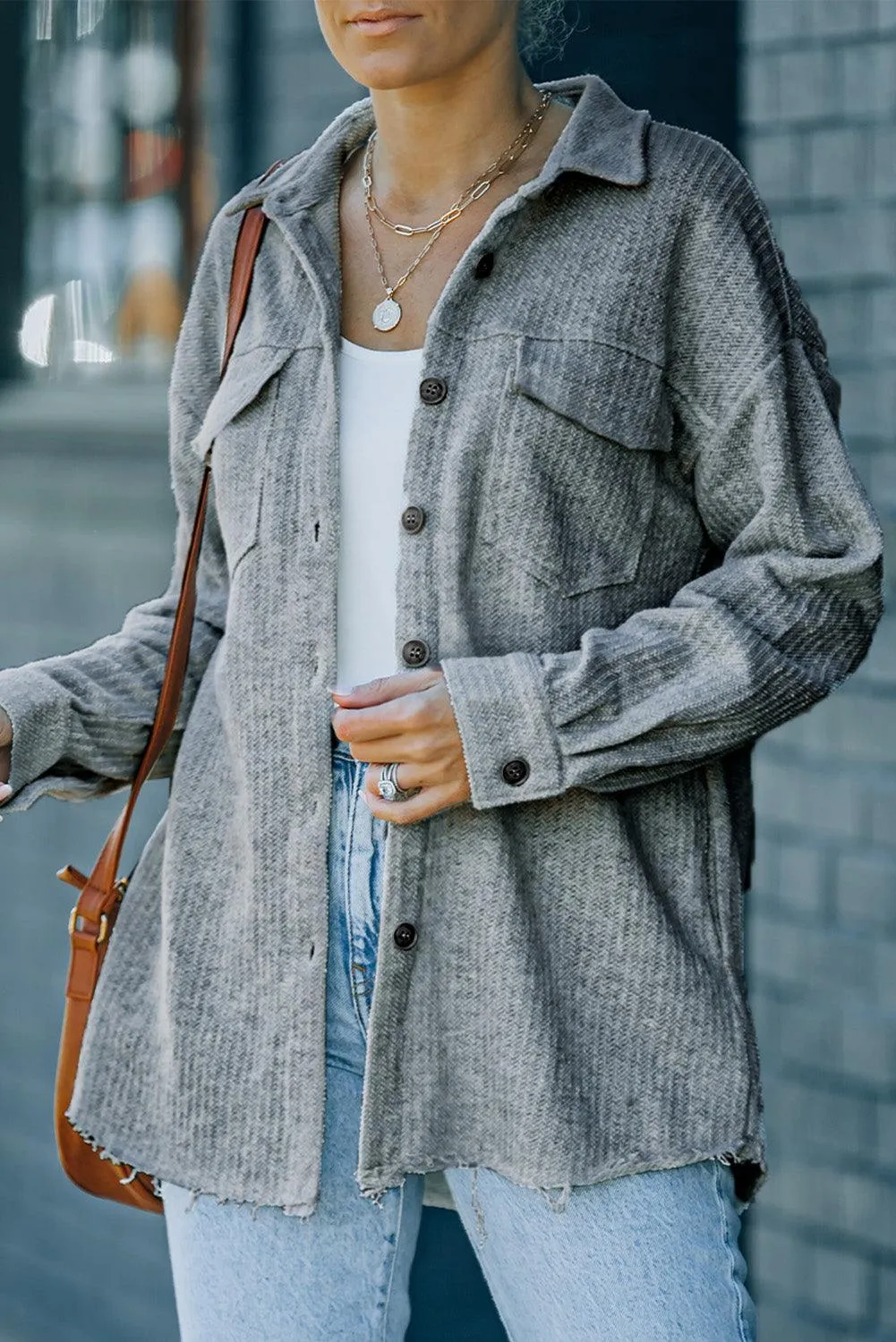 Classic Everyday Button Down Shirt Jacket