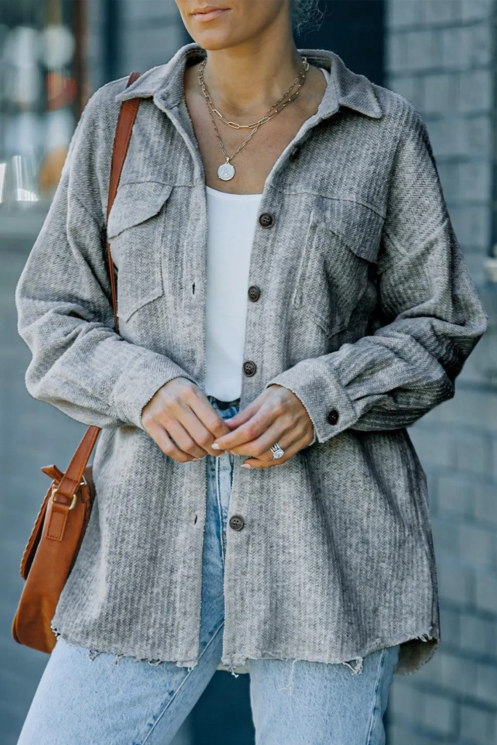 Classic Everyday Button Down Shirt Jacket