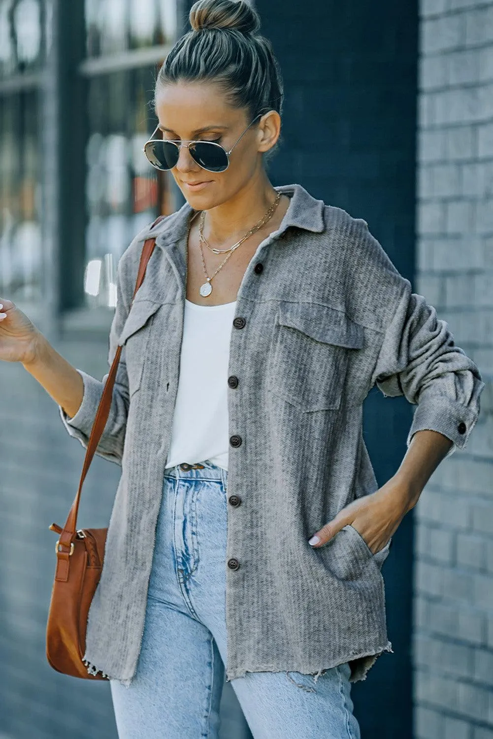 Classic Everyday Button Down Shirt Jacket