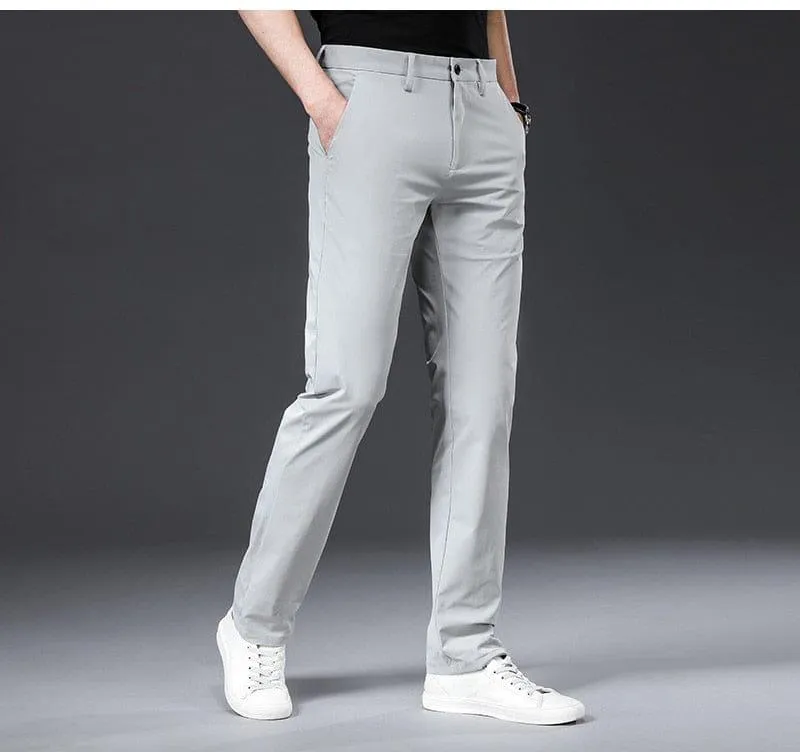 Classic High Quality Men's Trousers Spring & Summer Solid Color Pants