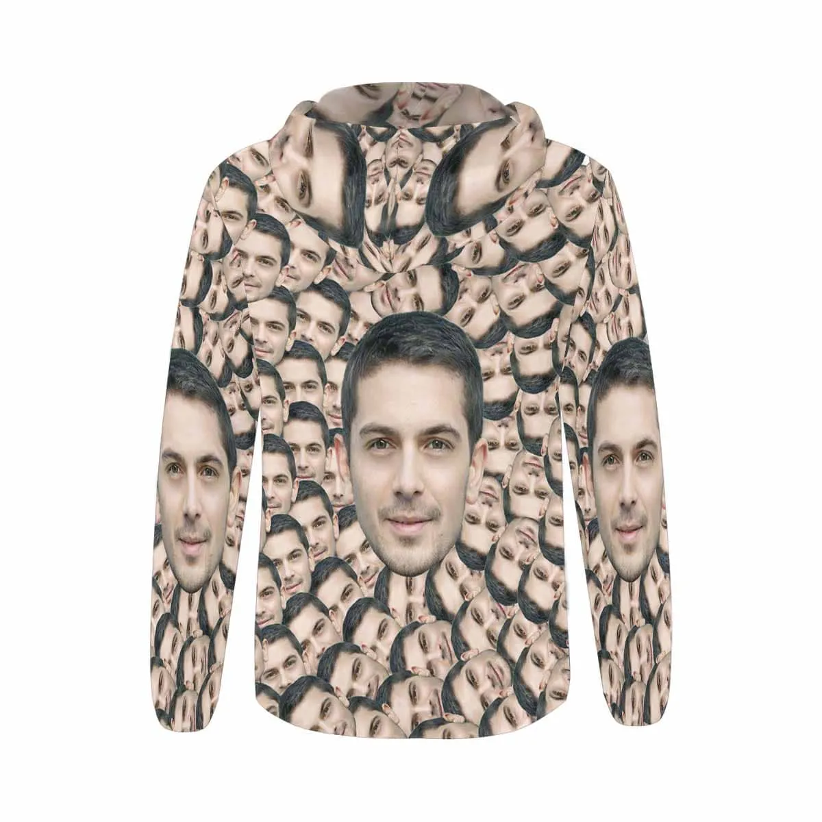 Custom Full Zip Hoodie with Husband Face Seamless Women's All Over Print Loose Hoodie