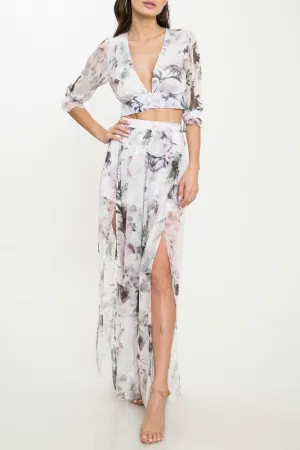 Elegant Floral Summer Cut Out Pants