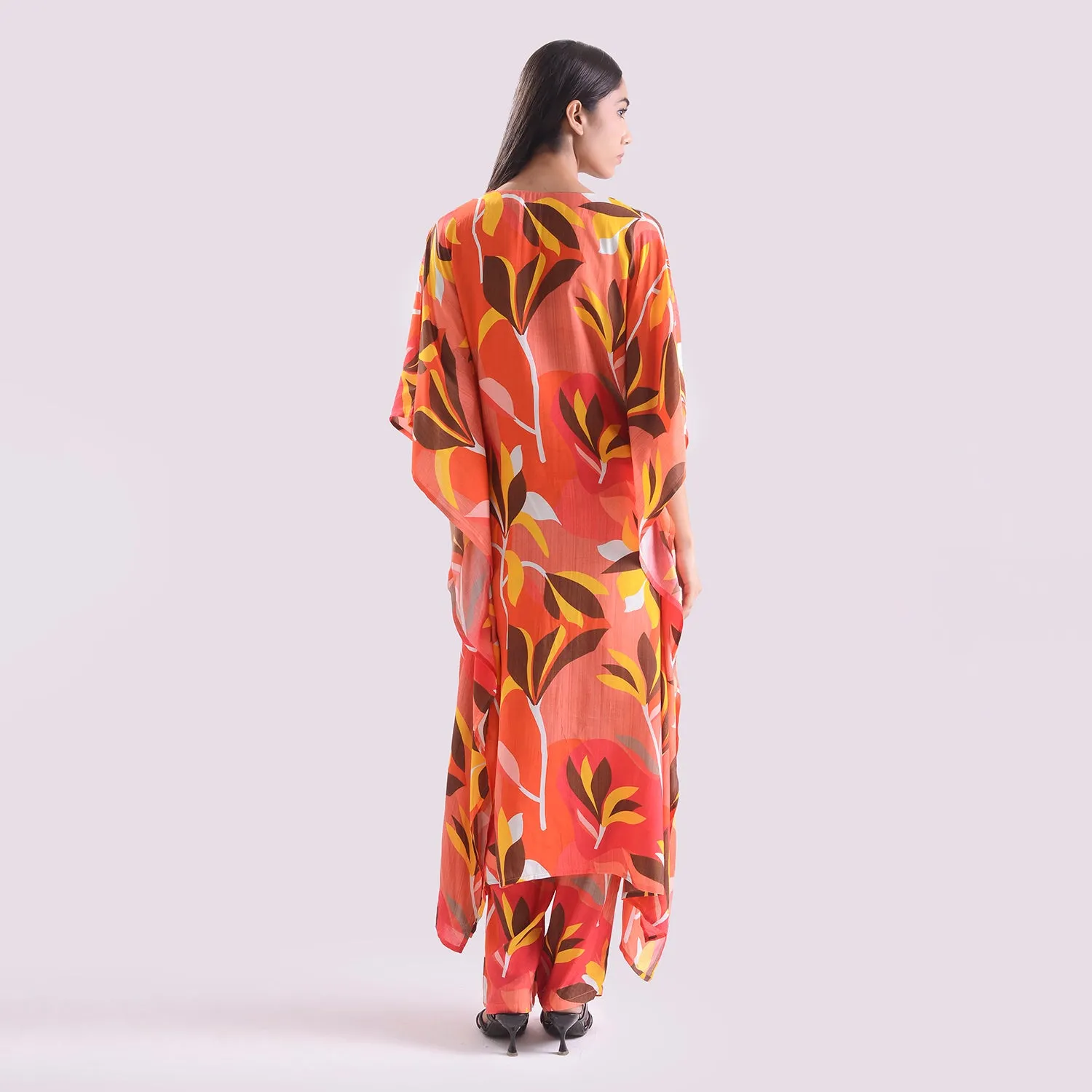 Elegant Muslin printed kaftan style suit set of 2