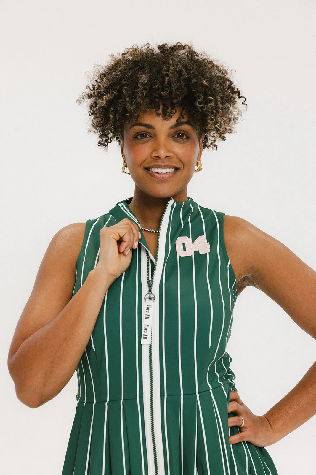 Erin Dress - Pinstripe Green