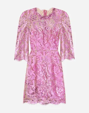 Floral-Lace Sheer Minidress