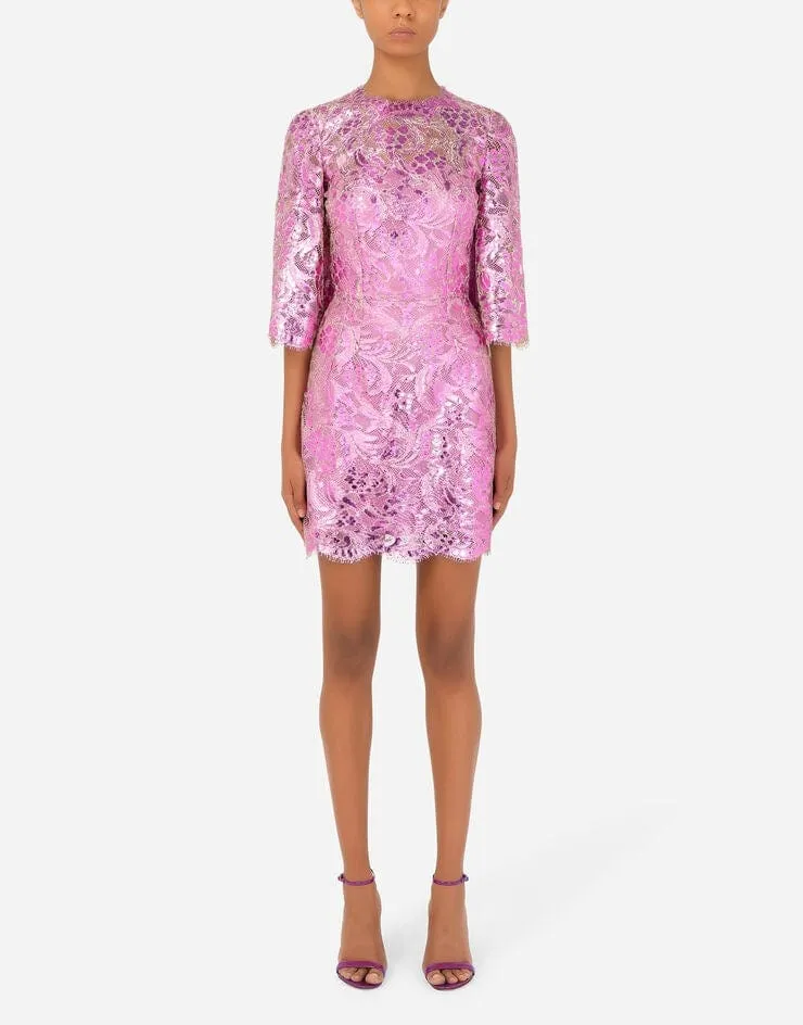 Floral-Lace Sheer Minidress