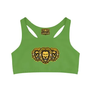 Green "Sun Gold Lion"  Seamless Sports Bra