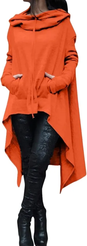 Hoodies for Women Trendy Cowl Neck Hi-Low Hem Sweatshirts Casual Long Sleeve Asymmetric Long Fall Hoodie with Pockets