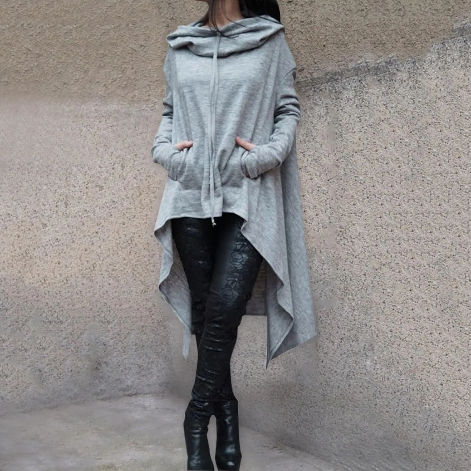 Hoodies for Women Trendy Cowl Neck Hi-Low Hem Sweatshirts Casual Long Sleeve Asymmetric Long Fall Hoodie with Pockets