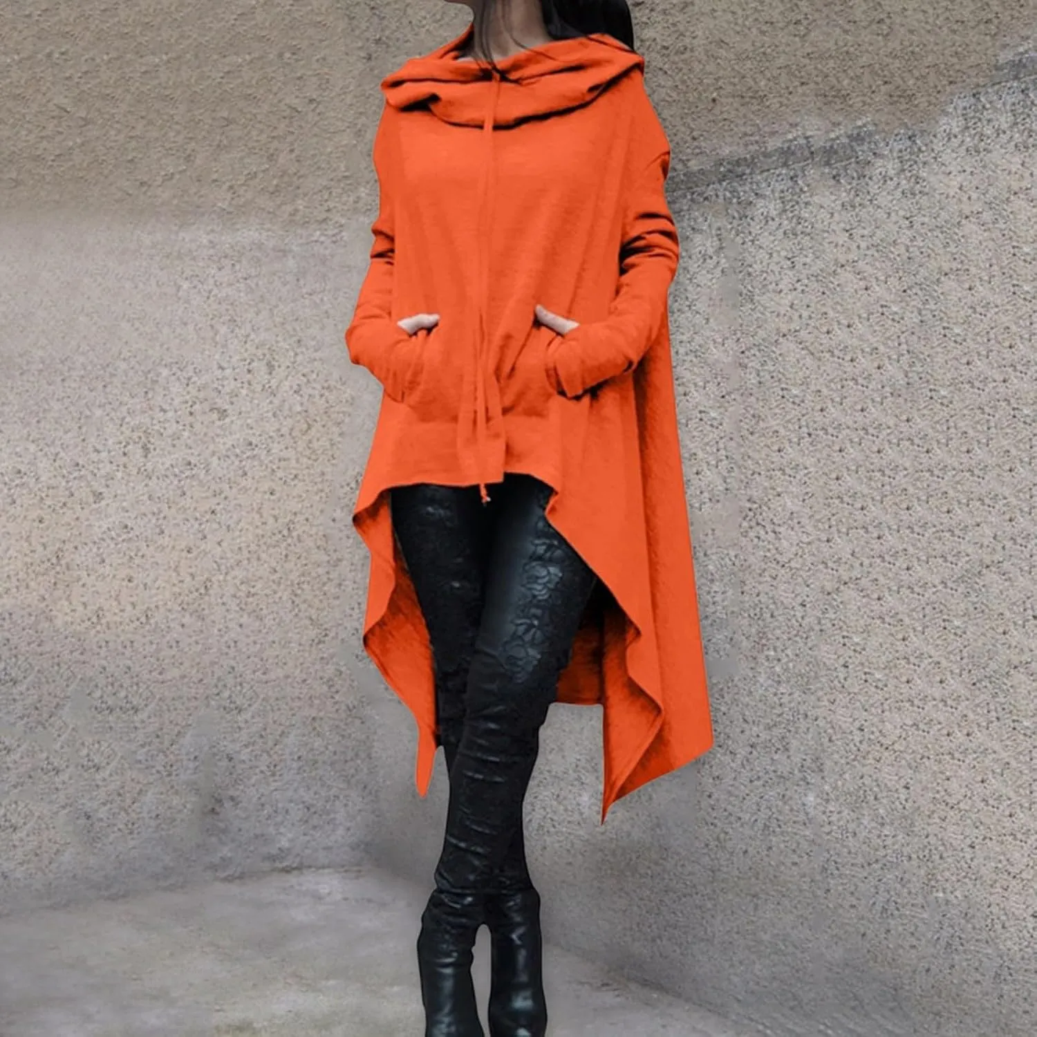 Hoodies for Women Trendy Cowl Neck Hi-Low Hem Sweatshirts Casual Long Sleeve Asymmetric Long Fall Hoodie with Pockets