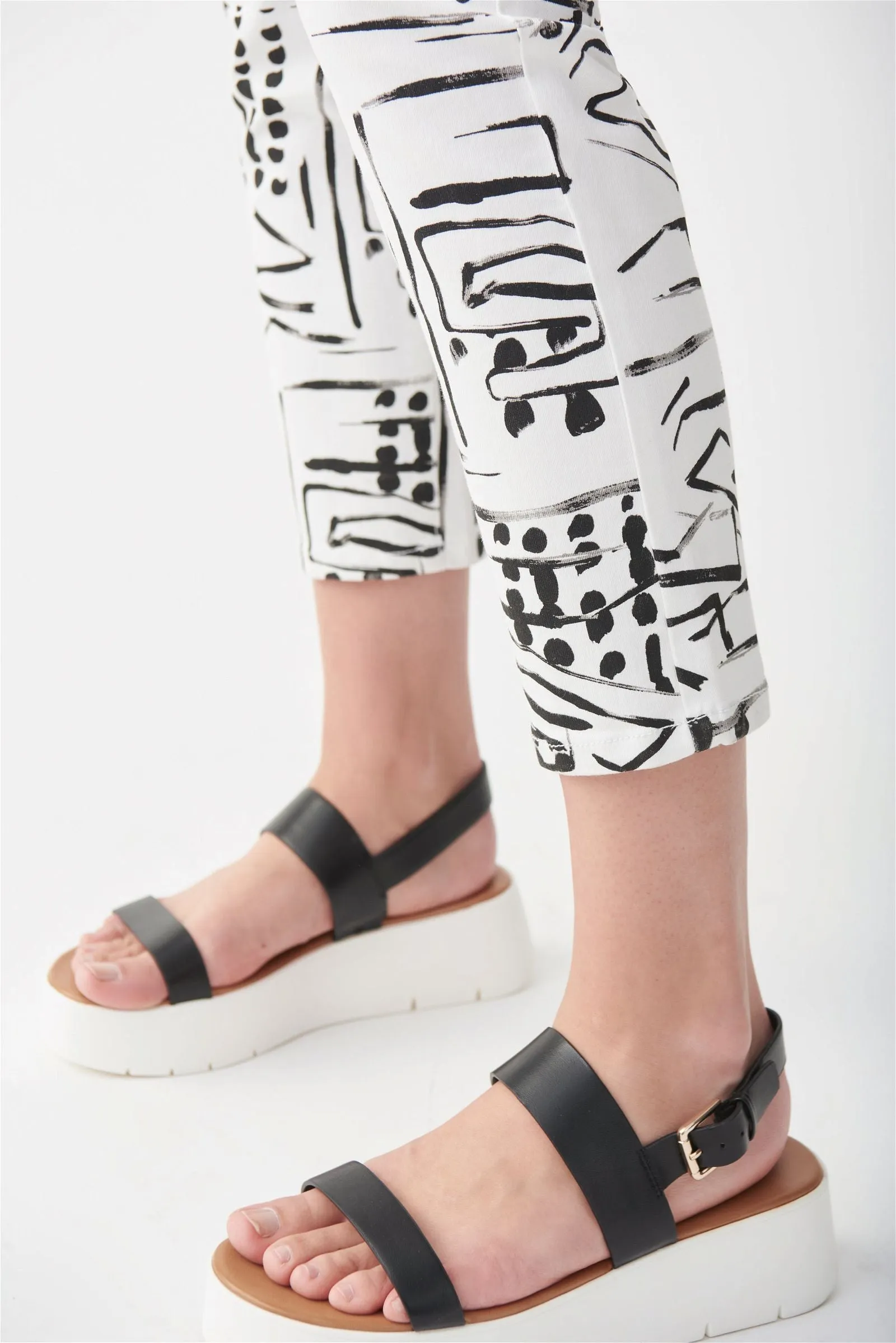 Joseph Ribkoff White Black Abstract Print Jeans Style 221925
