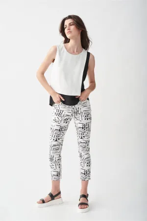 Joseph Ribkoff White Black Abstract Print Jeans Style 221925