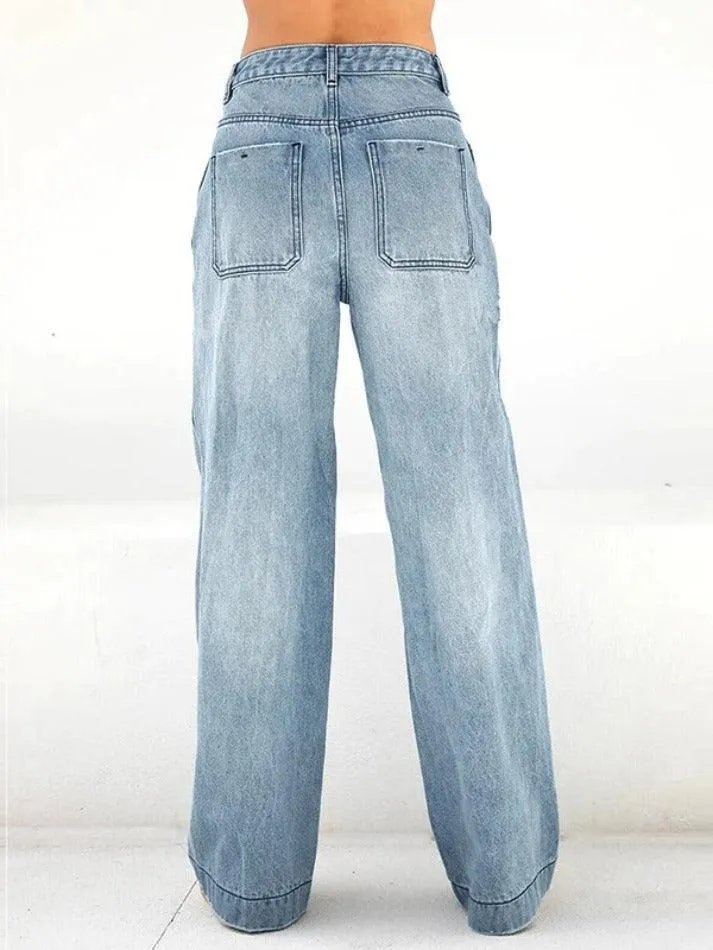 Joskaa Washed Vintage Blue Versatile Boyfriend Jeans
