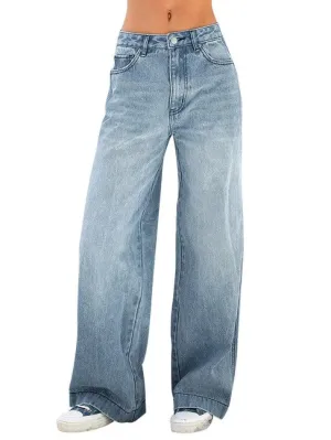 Joskaa Washed Vintage Blue Versatile Boyfriend Jeans