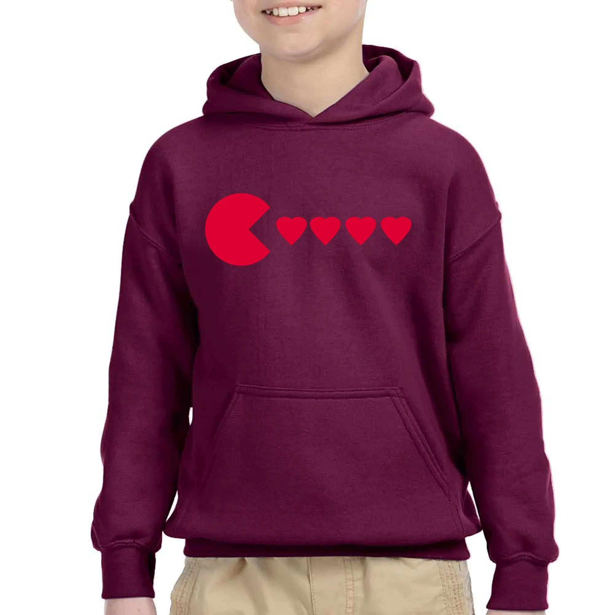 Kids Unisex Valentines Day Heart Eater Boys Girls Hoodie