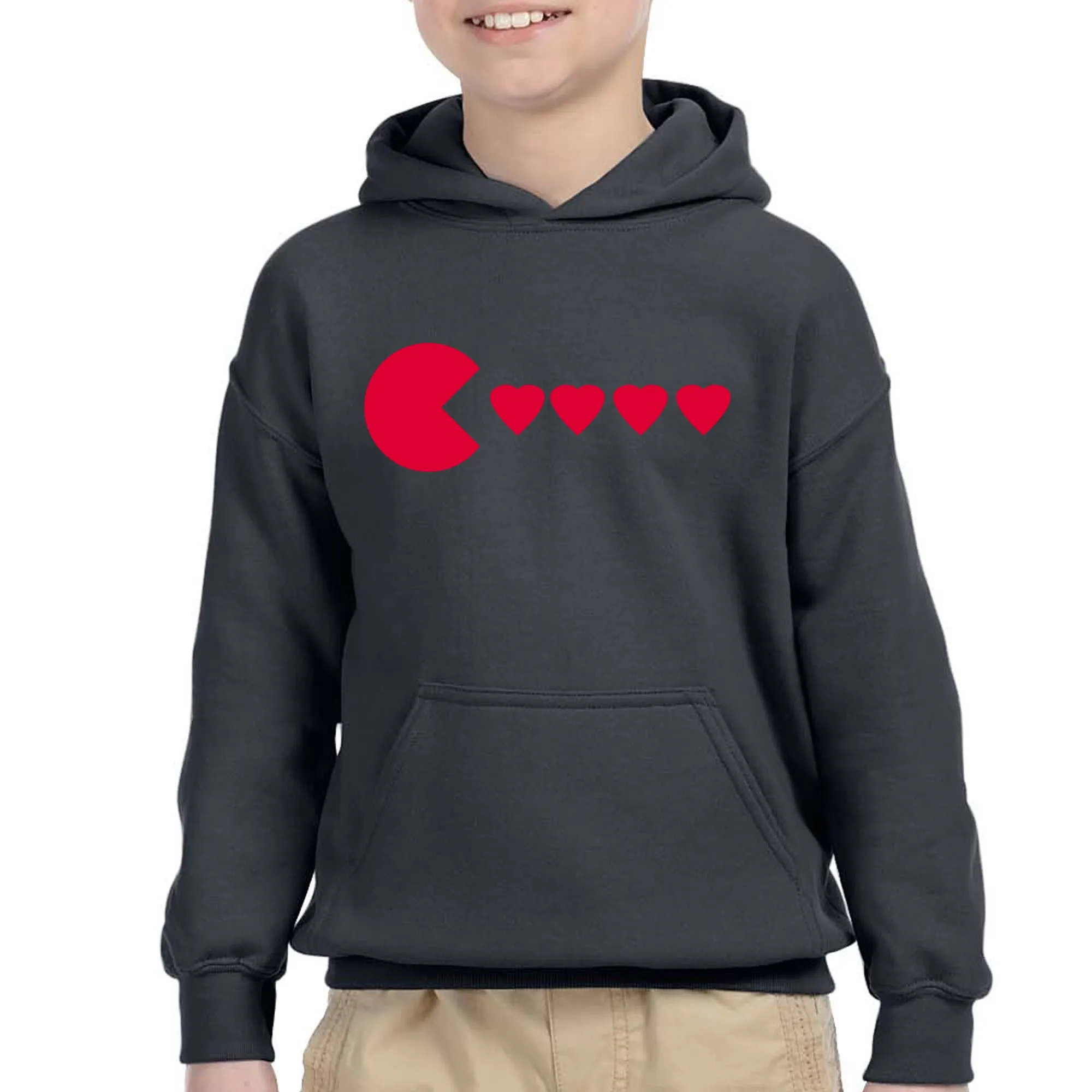 Kids Unisex Valentines Day Heart Eater Boys Girls Hoodie