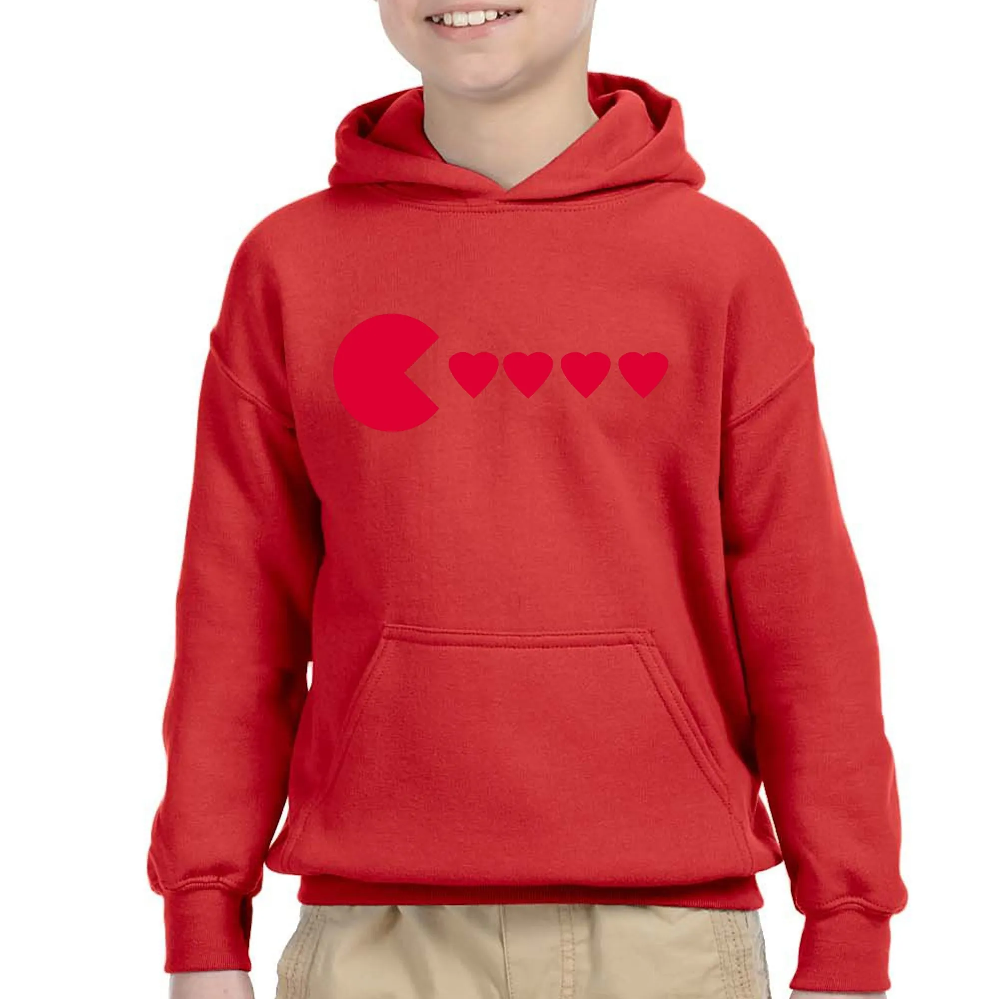 Kids Unisex Valentines Day Heart Eater Boys Girls Hoodie