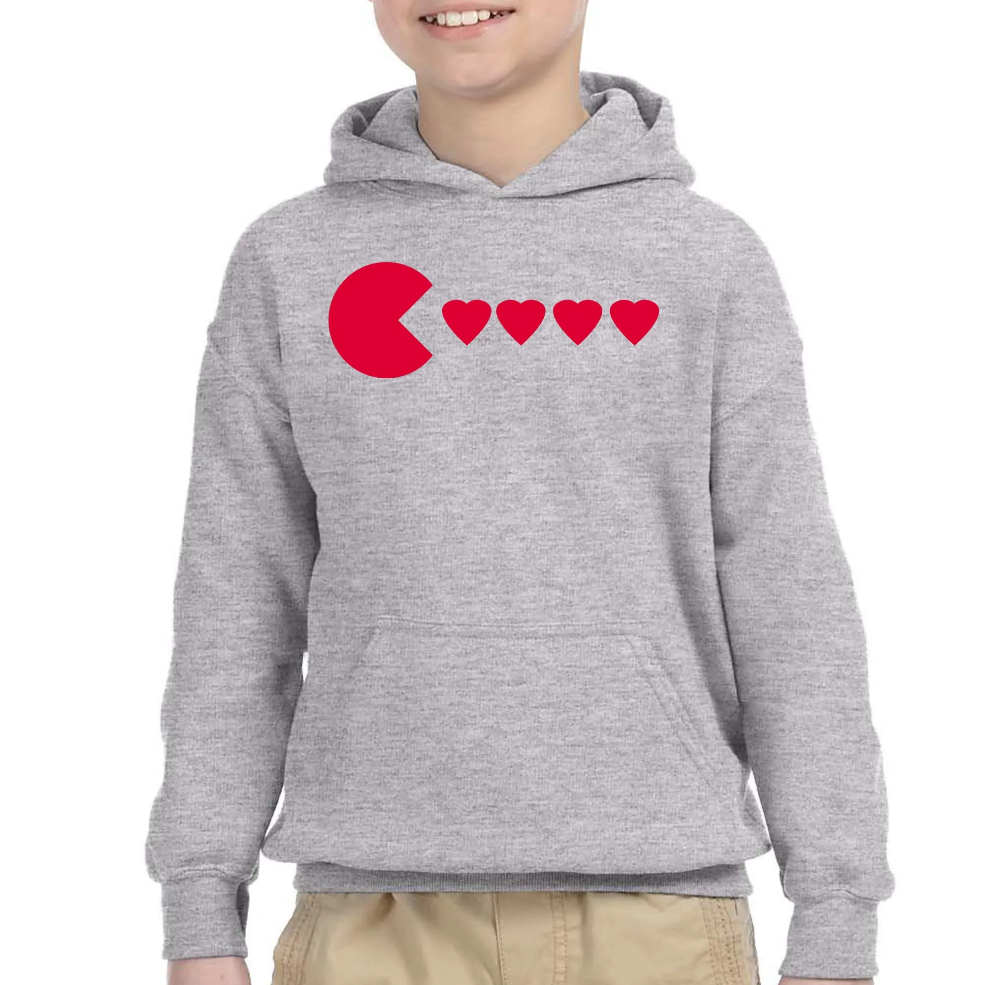 Kids Unisex Valentines Day Heart Eater Boys Girls Hoodie