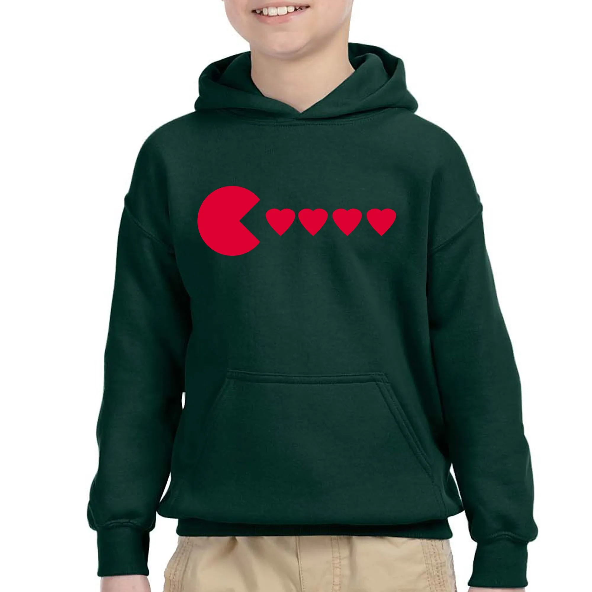 Kids Unisex Valentines Day Heart Eater Boys Girls Hoodie