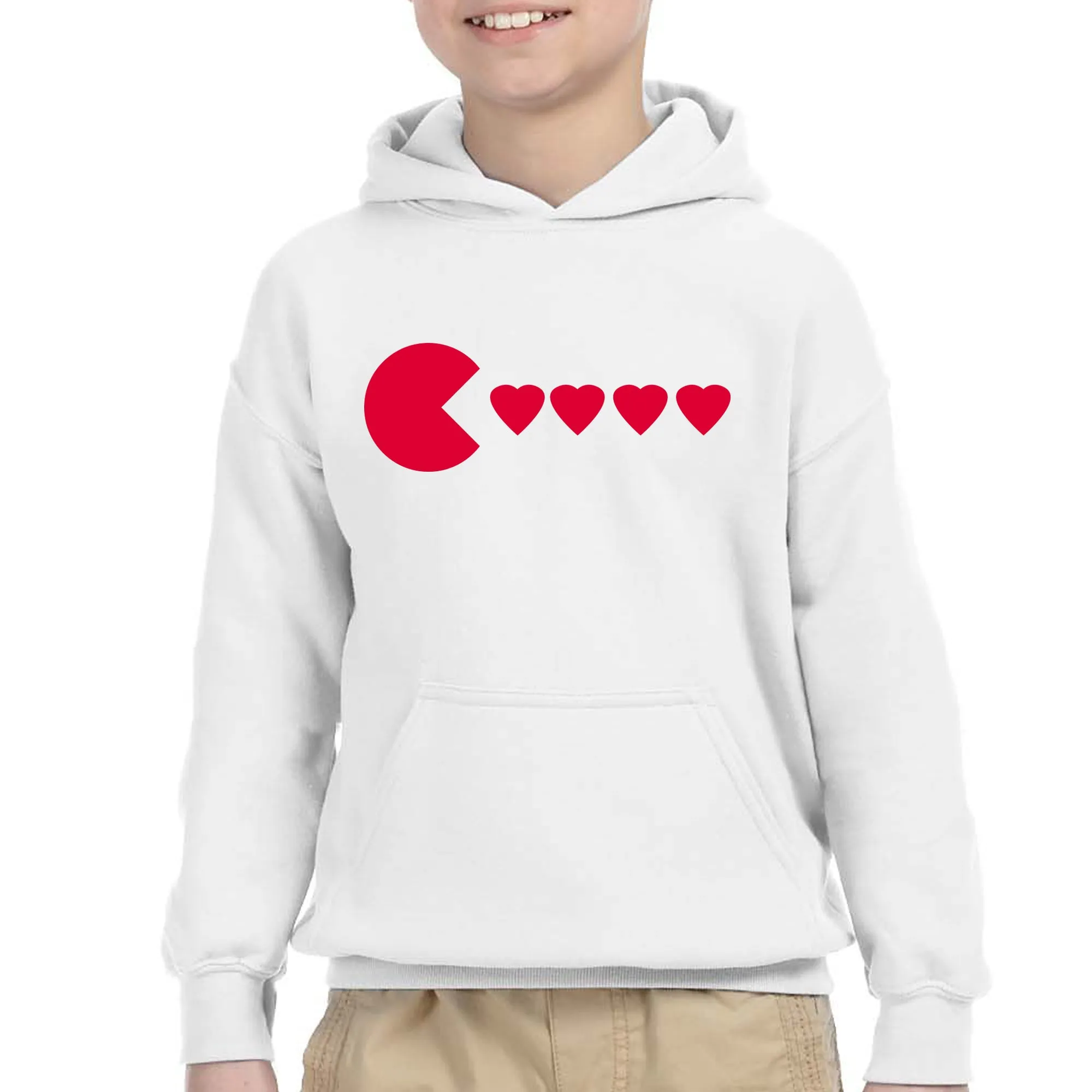 Kids Unisex Valentines Day Heart Eater Boys Girls Hoodie
