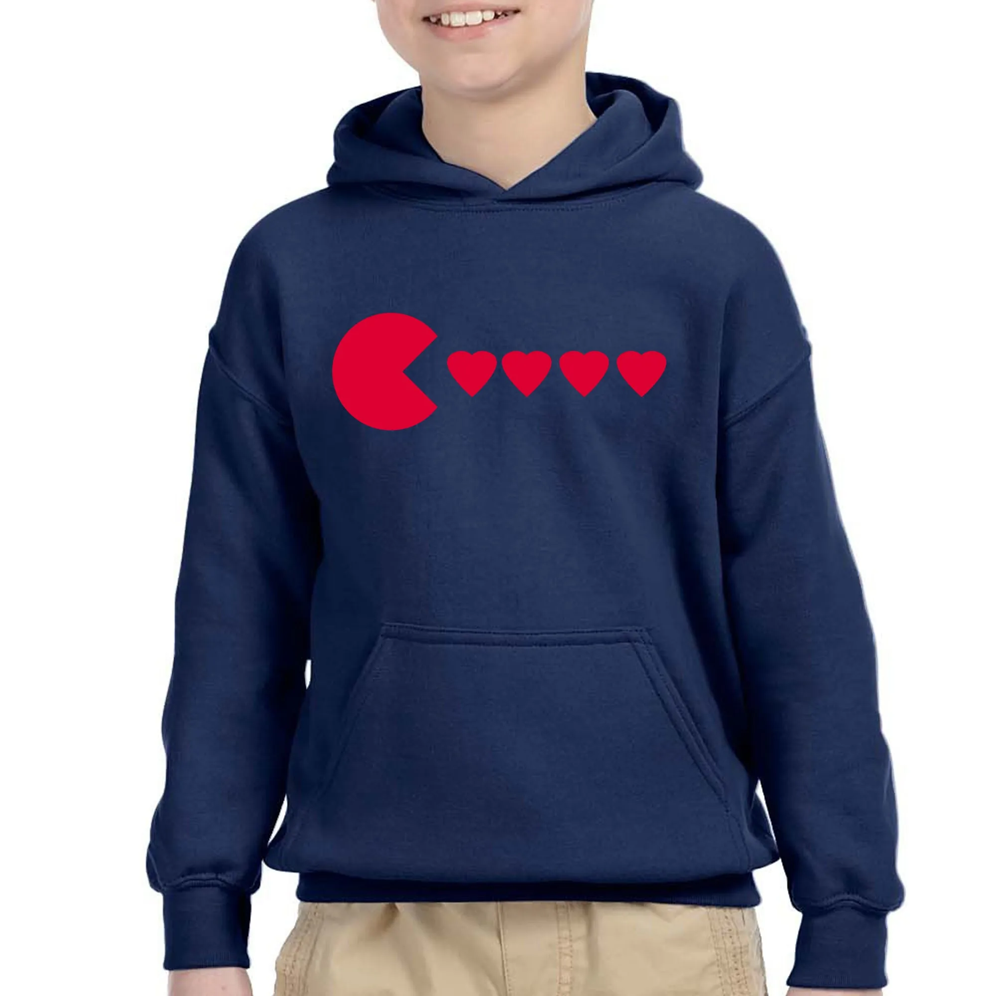 Kids Unisex Valentines Day Heart Eater Boys Girls Hoodie