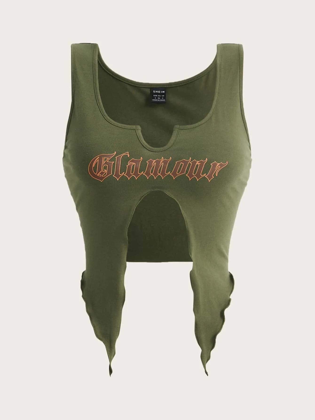 Letter Graphic Split Hem Tank Top
