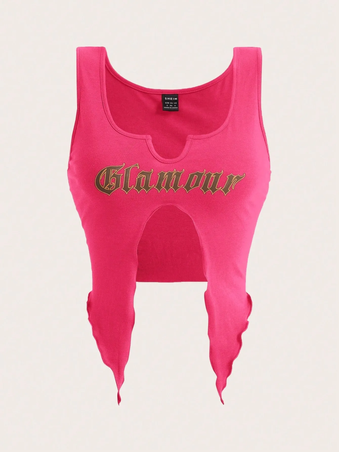 Letter Graphic Split Hem Tank Top