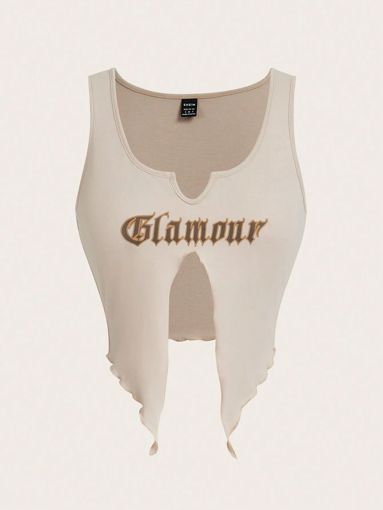 Letter Graphic Split Hem Tank Top