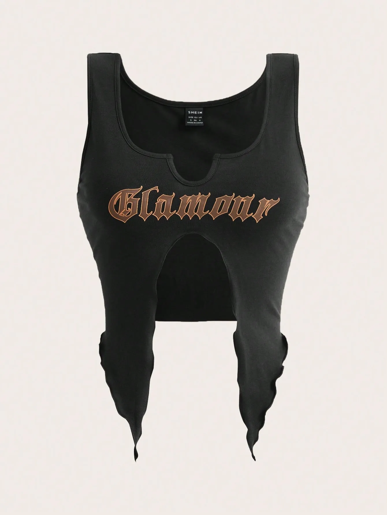 Letter Graphic Split Hem Tank Top