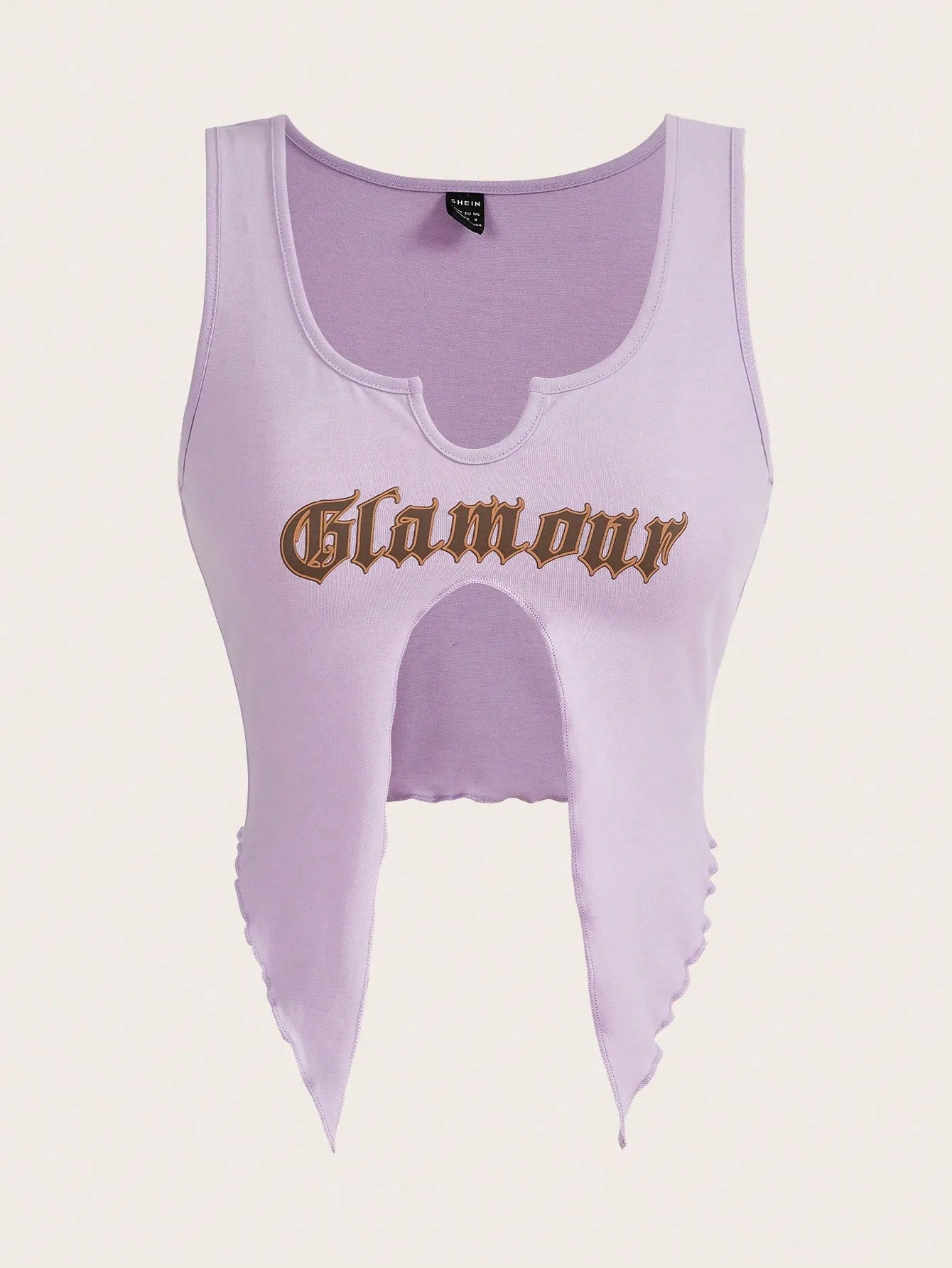 Letter Graphic Split Hem Tank Top